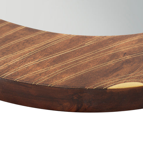 Wooden Wall Mirror with Brass Inlay